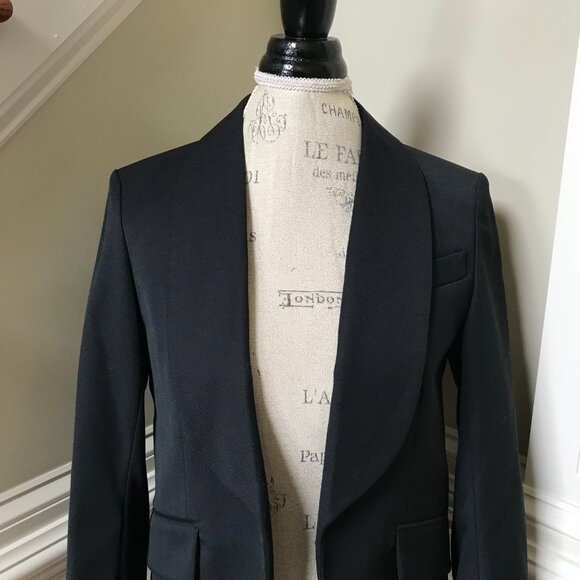 Zadig & Voltaire Date Open Front Blazer Jacket Womens 34 Small Black Gabardine - Picture 4 of 14